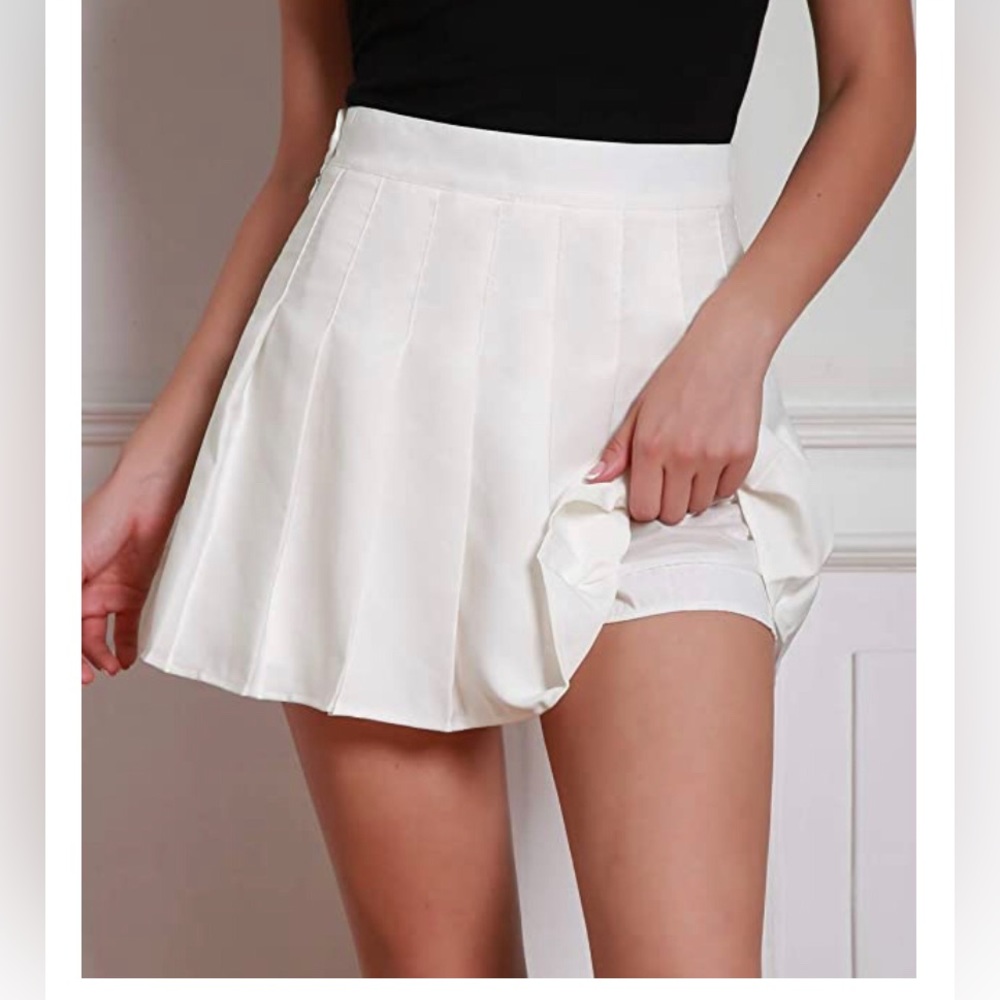 NWOT DJT FASHION Women's Girls Cute Pleated Skater Tennis Skirt with Shorts XL